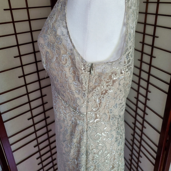 Silver lace cocktail dress, size 10 - Picture 5 of 7